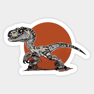 Metallic Fury: Velociraptor in the Jurassic Circle Sticker